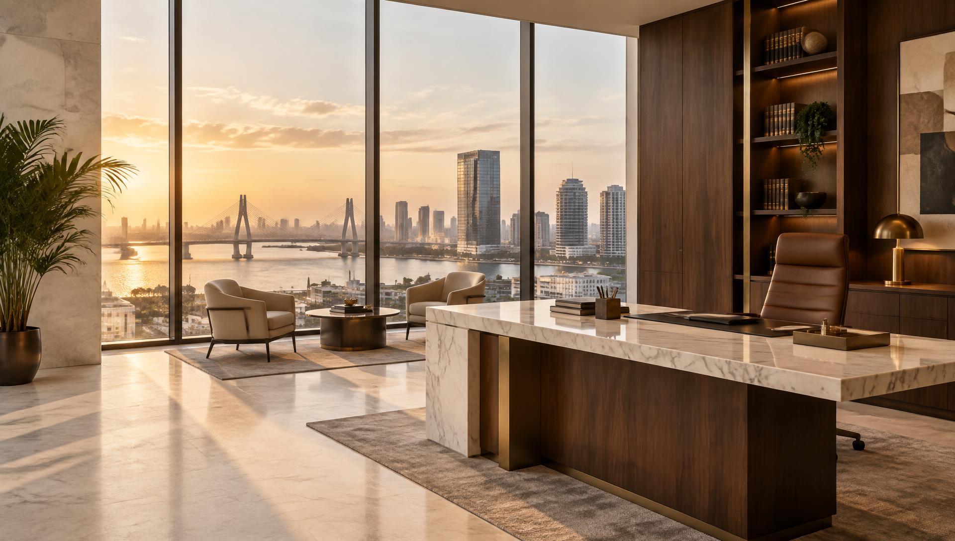 Contemporary Lagos office overlooking the city skyline